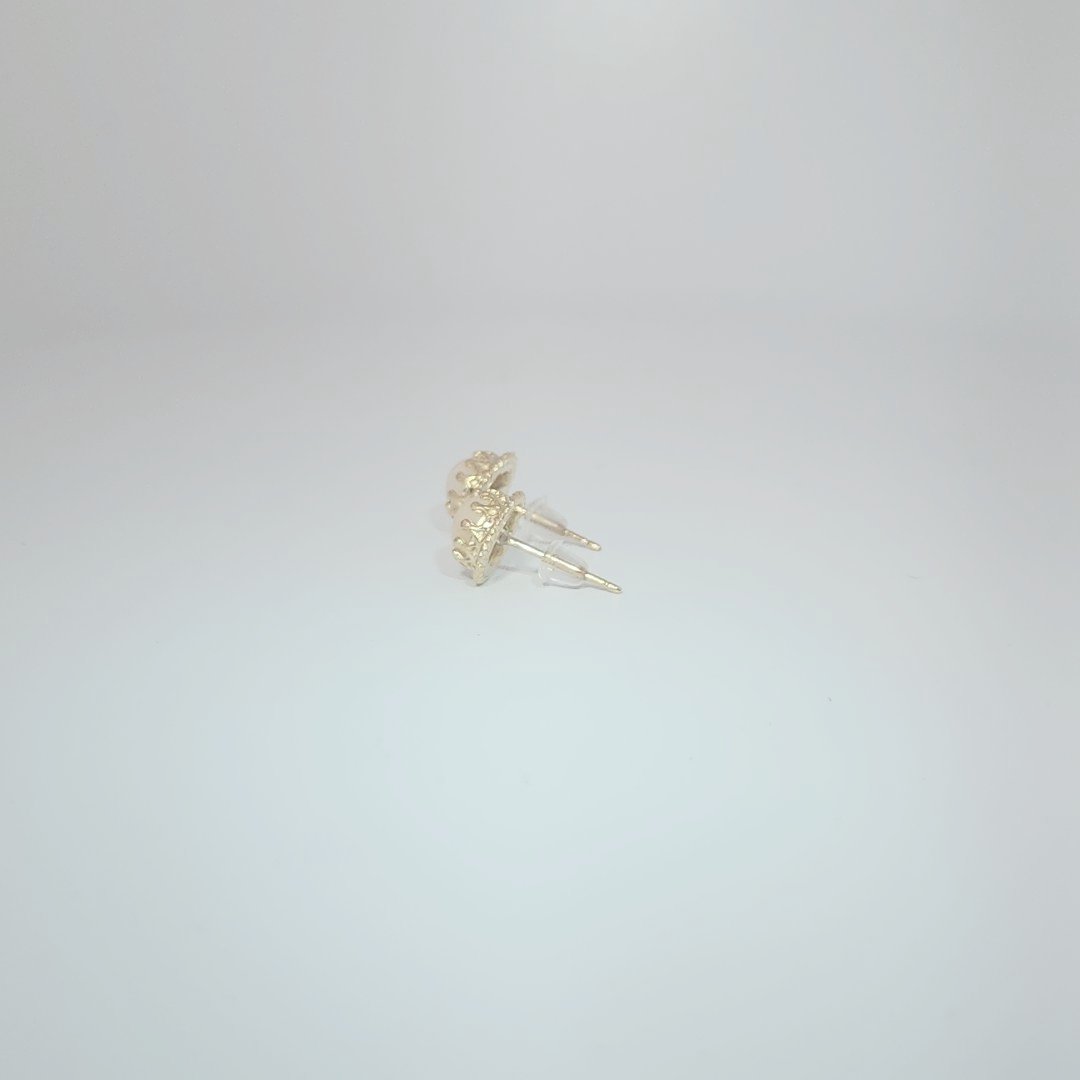 Natural Fresh Water Cultured Pearl with Natural Diamonds (0.075CT) Earrings, 14K Yellow Gold