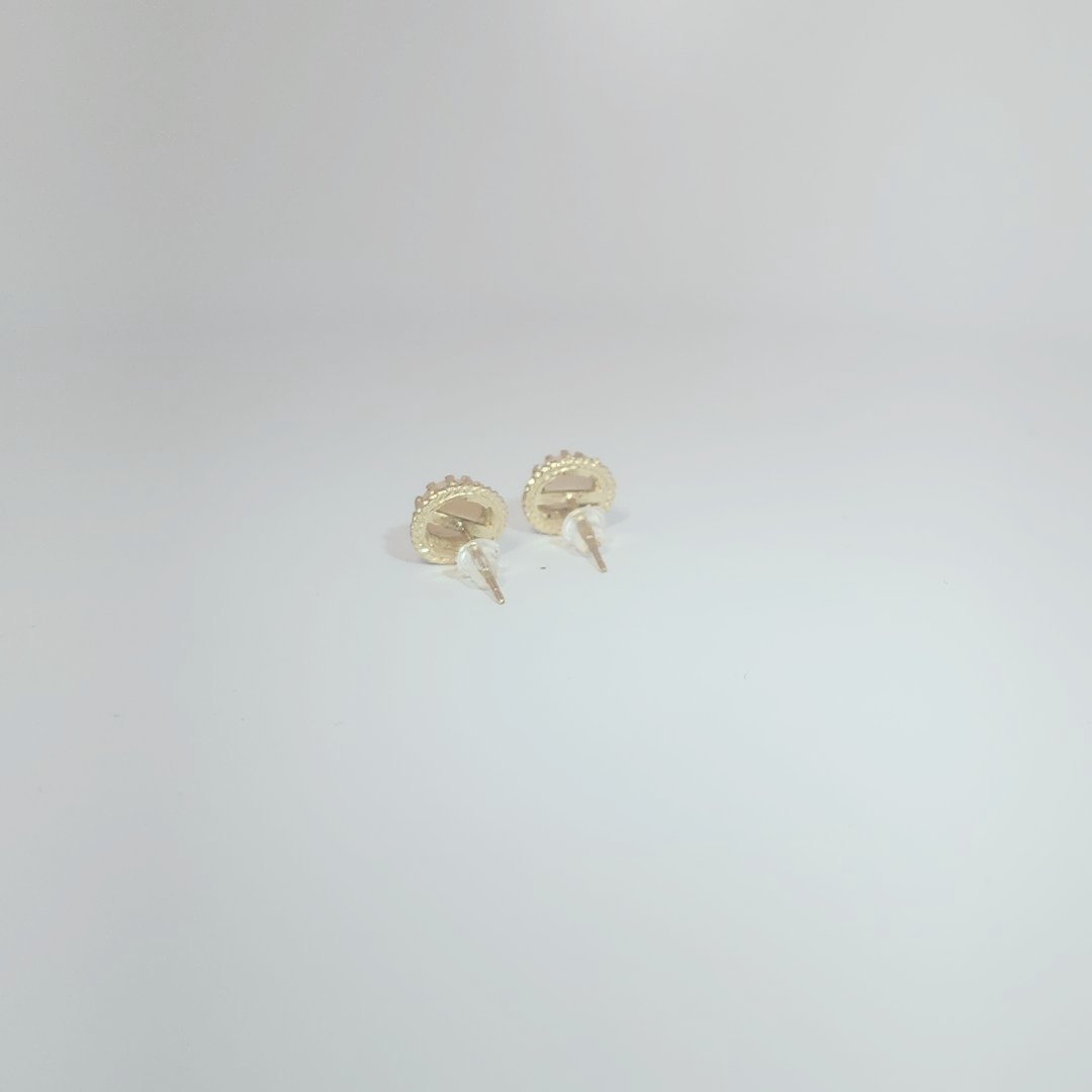 Natural Fresh Water Cultured Pearl with Natural Diamonds (0.075CT) Earrings, 14K Yellow Gold