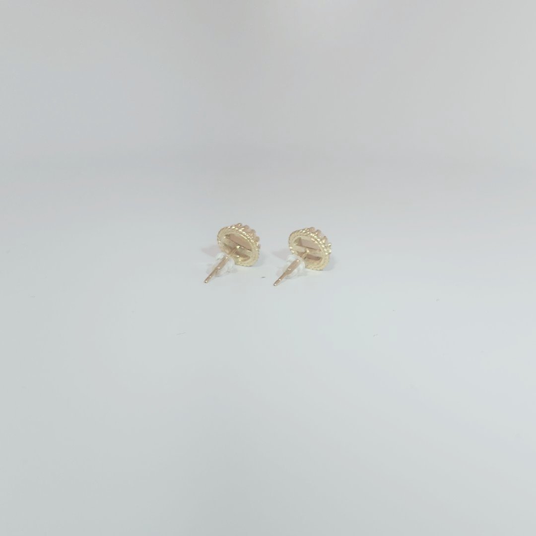 Natural Fresh Water Cultured Pearl with Natural Diamonds (0.075CT) Earrings, 14K Yellow Gold