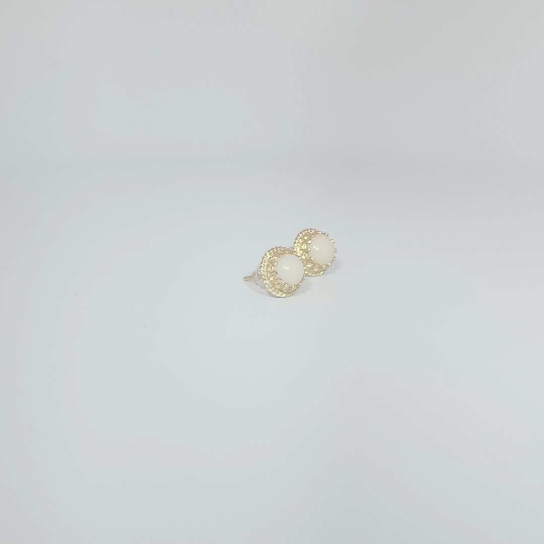 Natural Fresh Water Cultured Pearl with Natural Diamonds (0.075CT) Earrings, 14K Yellow Gold