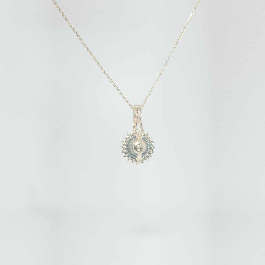 Black Pearl Pendant Chain with Natural Diamonds (0.035 CT), 14K Yellow Gold