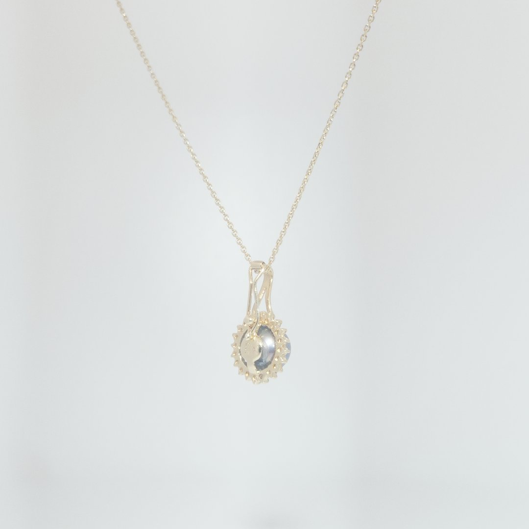 Black Pearl Pendant Chain with Natural Diamonds (0.035 CT), 14K Yellow Gold