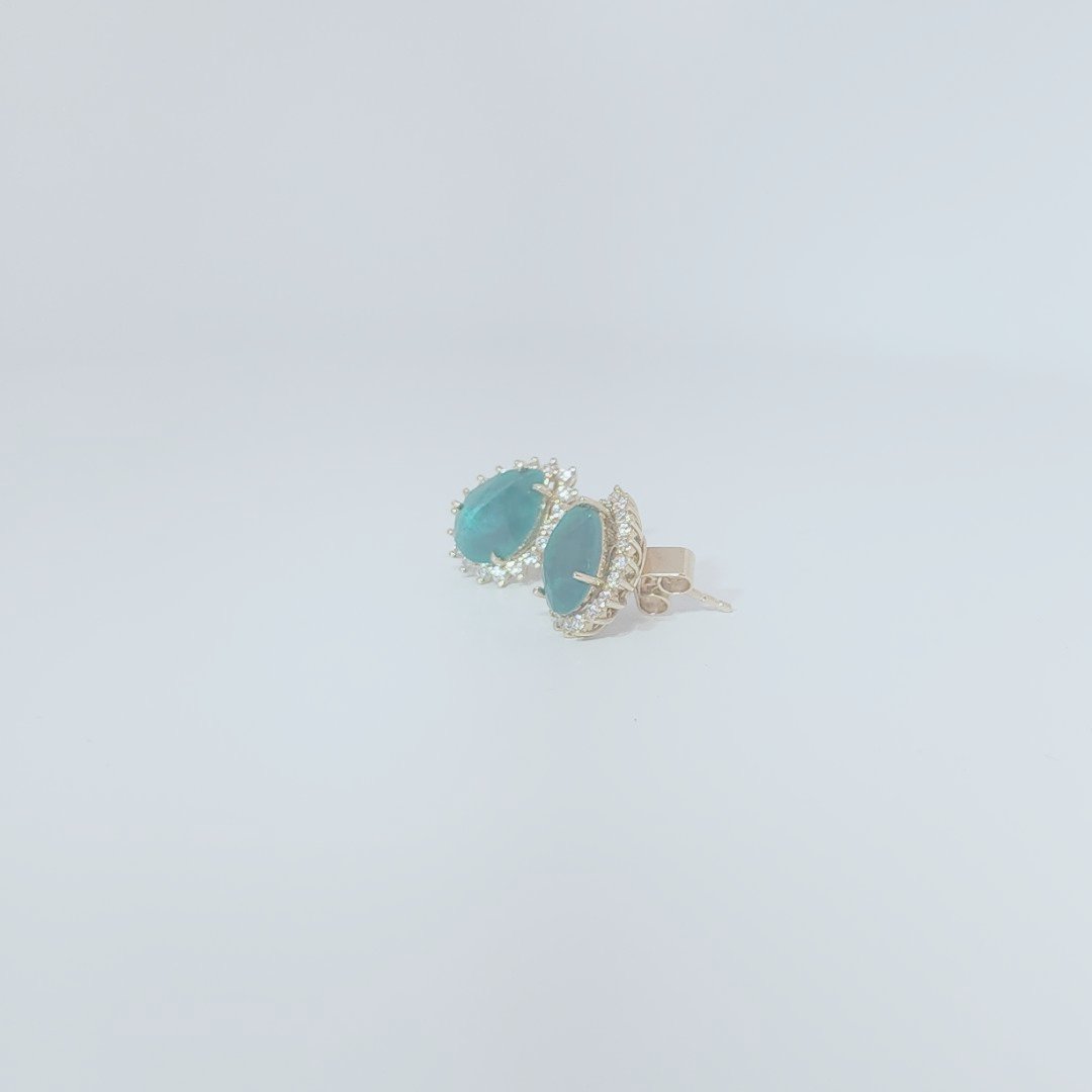 Natural Pear Shape Emerald (1.8CT Each, 3.6CTW) with 38 total Natural Diamonds (G/SI1 0.58CTW) Detachable Halo Earrings, 14K Yellow Gold