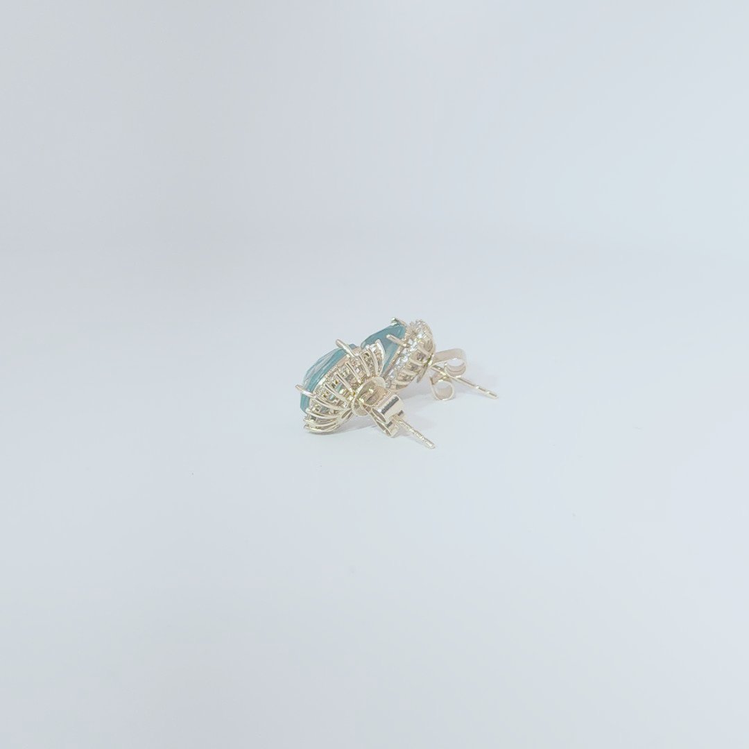 Natural Pear Shape Emerald (1.8CT Each, 3.6CTW) with 38 total Natural Diamonds (G/SI1 0.58CTW) Detachable Halo Earrings, 14K Yellow Gold