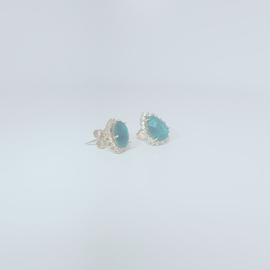 Natural Pear Shape Emerald (1.8CT Each, 3.6CTW) with 38 total Natural Diamonds (G/SI1 0.58CTW) Detachable Halo Earrings, 14K Yellow Gold