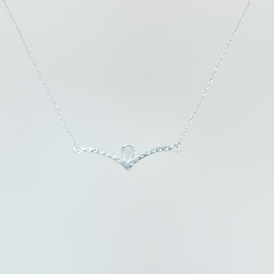 Natural Blue Topaz & 15 x Natural Diamond (0.22CTW), 18" Necklace, 14K White Gold