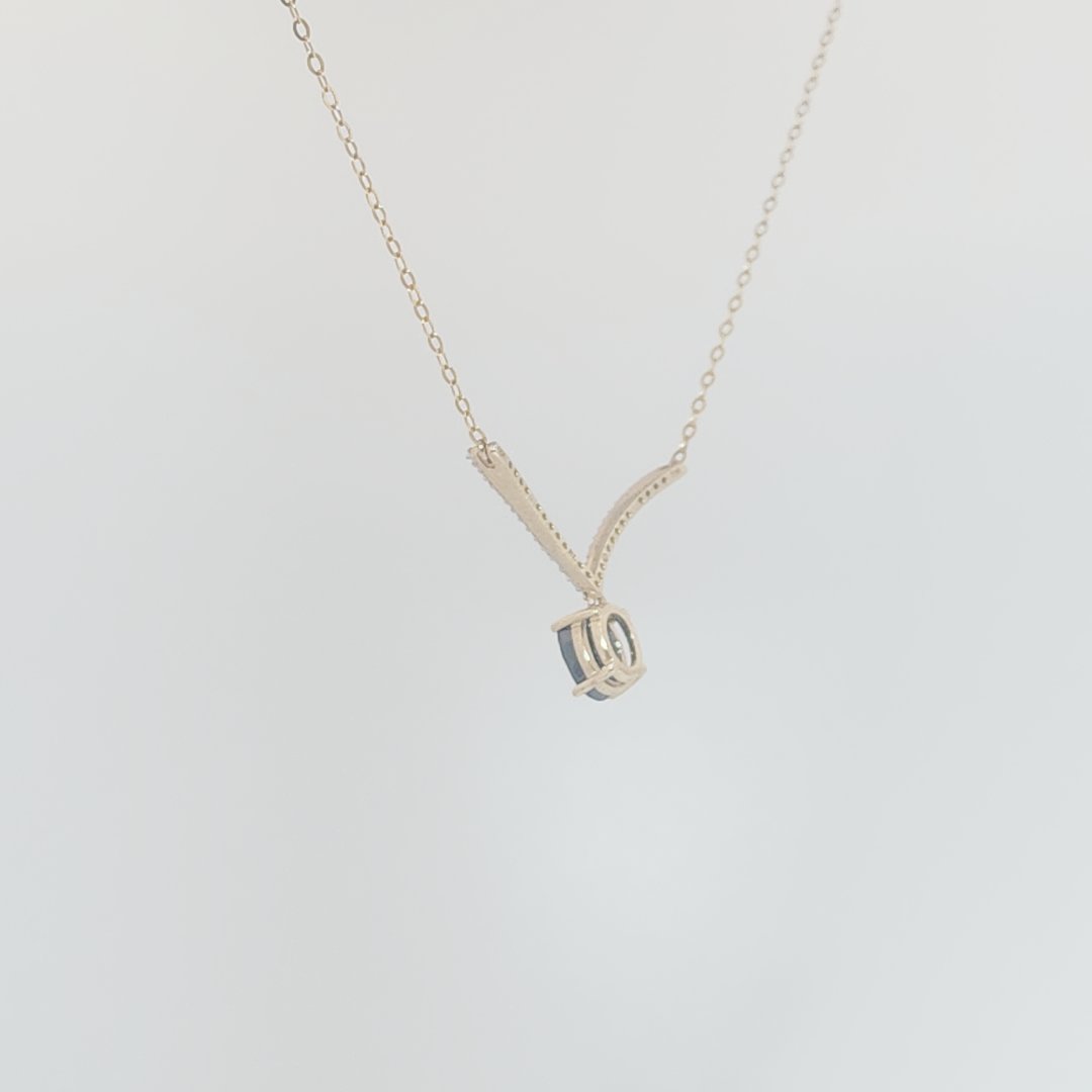 1ct Natural Sapphire and 0.10ct Natural Diamond Pendant Chain, 10K Yellow Gold