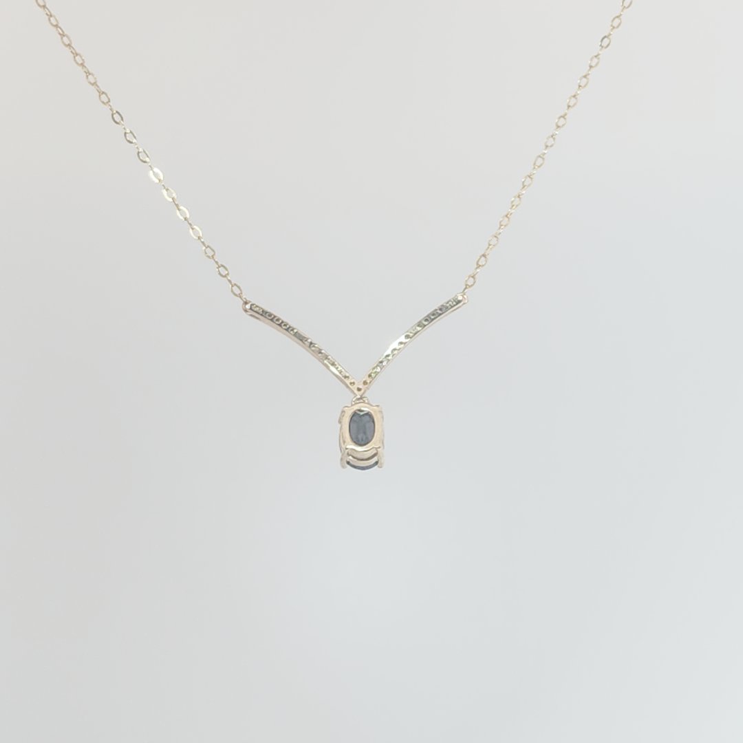 1ct Natural Sapphire and 0.10ct Natural Diamond Pendant Chain, 10K Yellow Gold