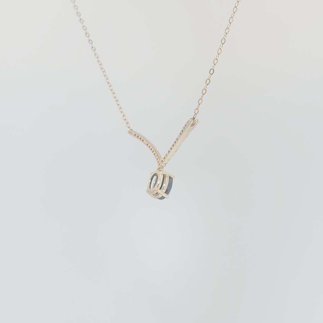 1ct Natural Sapphire and 0.10ct Natural Diamond Pendant Chain, 10K Yellow Gold