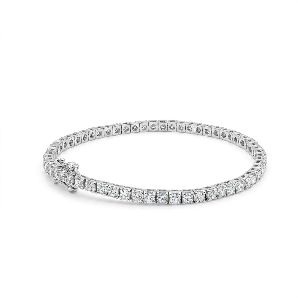 9.18g White Gold Bracelet set with Lab Grown Diamonds totaling 3.94ct.