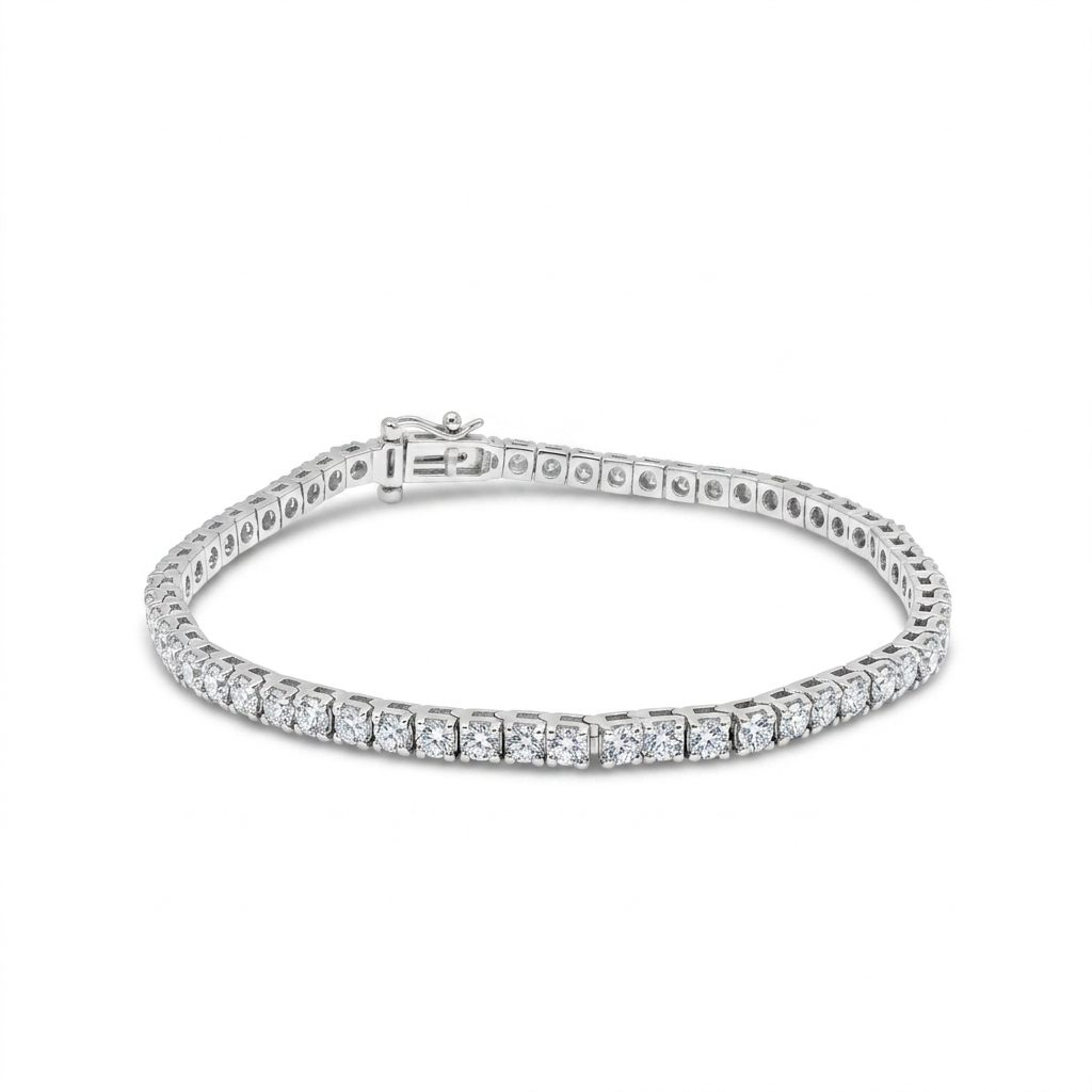9.18g White Gold Bracelet set with Lab Grown Diamonds totaling 3.94ct.