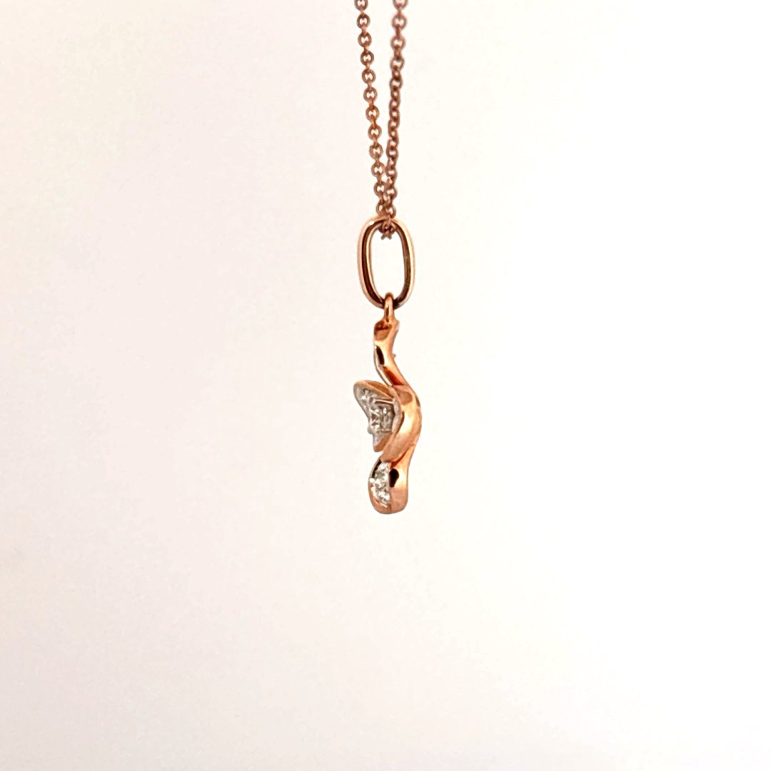 Natural Diamonds (1/3 CT), Flower Pendent, 14K Rose Gold