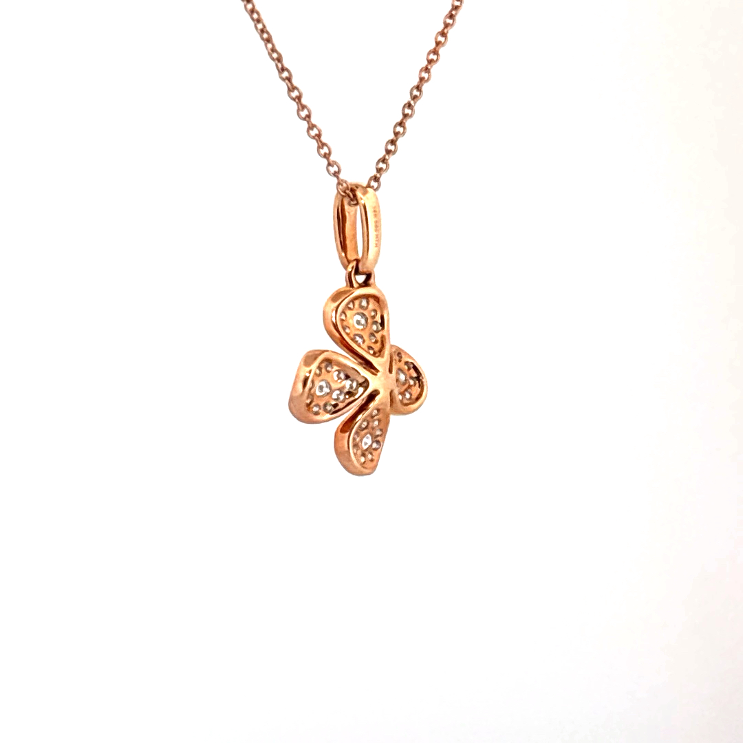 Natural Diamonds (1/3 CT), Flower Pendent, 14K Rose Gold
