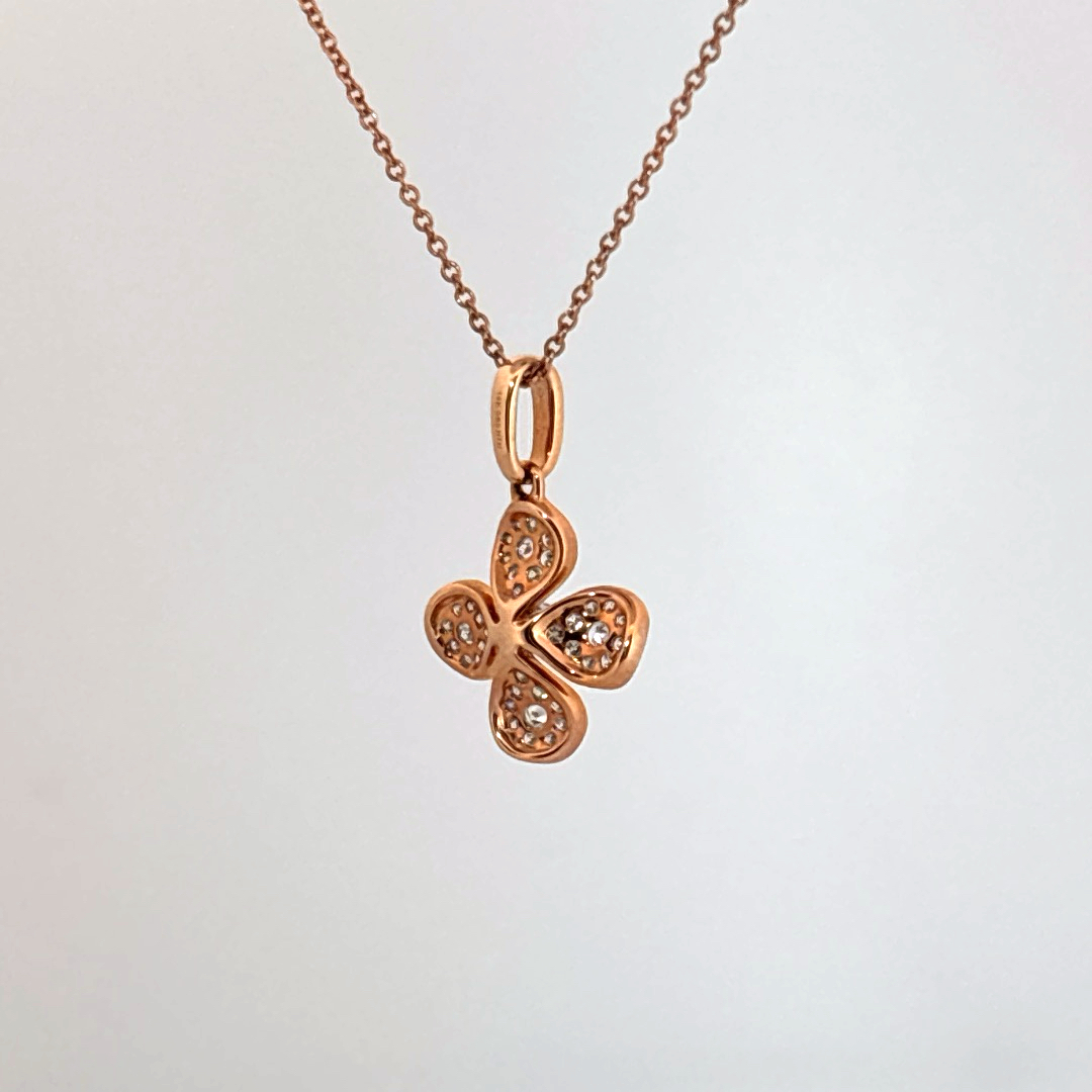 Natural Diamonds (1/3 CT), Flower Pendent, 14K Rose Gold