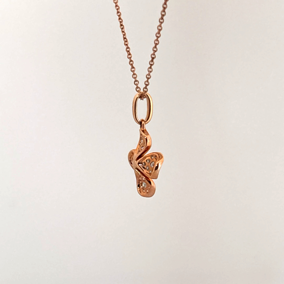 Natural Diamonds (1/3 CT), Flower Pendent, 14K Rose Gold
