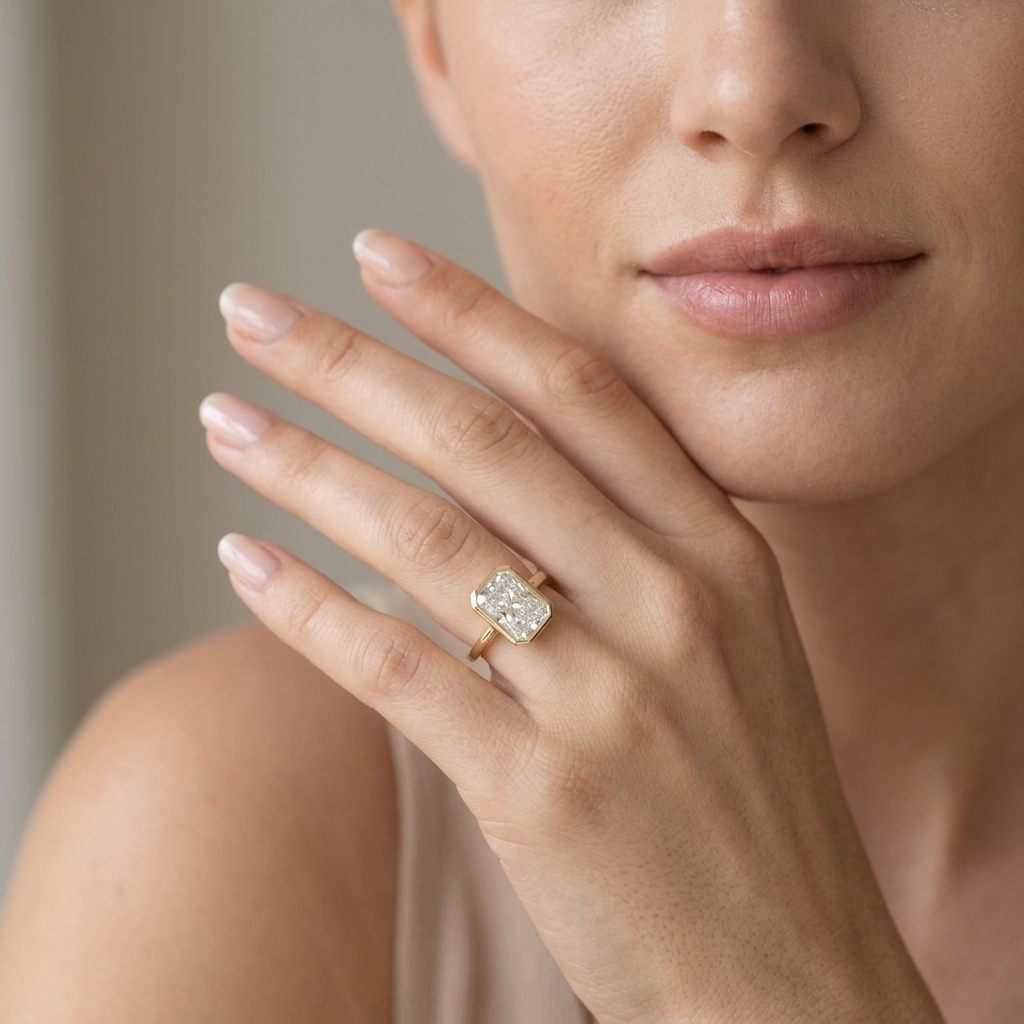 14K Yellow Gold Engagement Ring, set with 1 Lab Grown Diamond (3.03ct), 3.24g, Size 7.