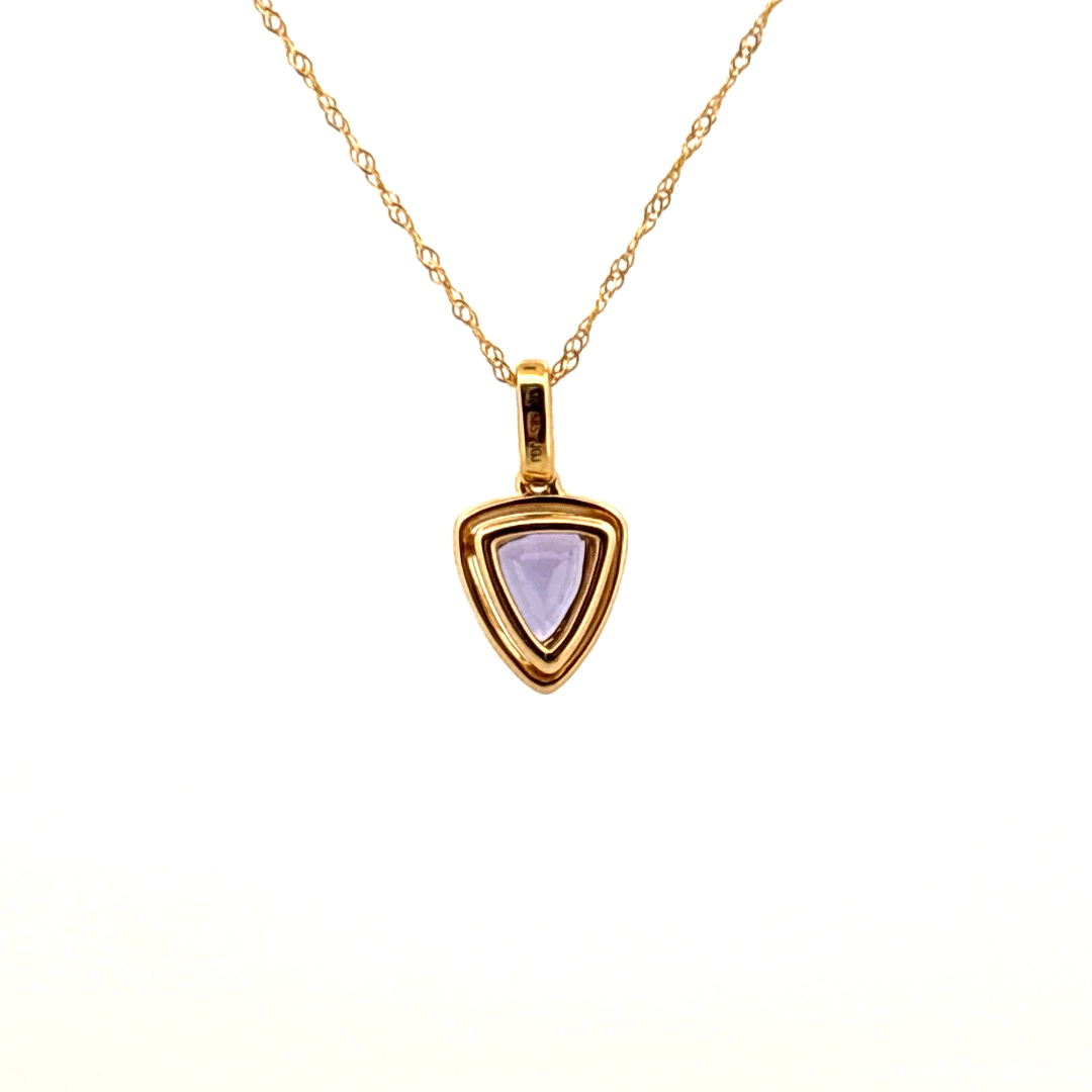 Natural Diamonds (0.03CT) and Natural Tanzanite (0.97CT) Pendent Chain, 14K Yellow Gold