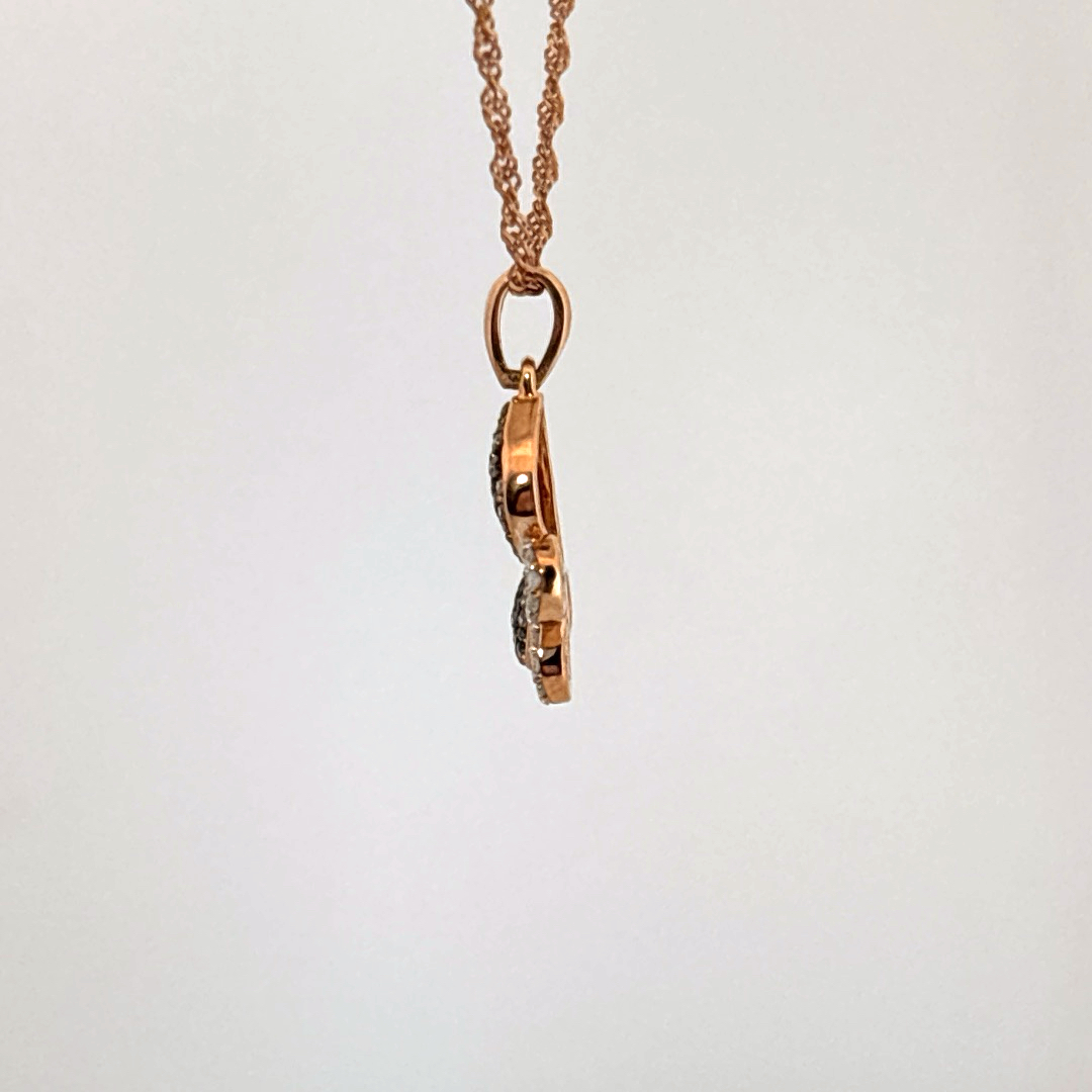 Butterfly Pendent chain with Cognac and Colorless Diamonds, Natural Diamonds(1/3 CTW)
