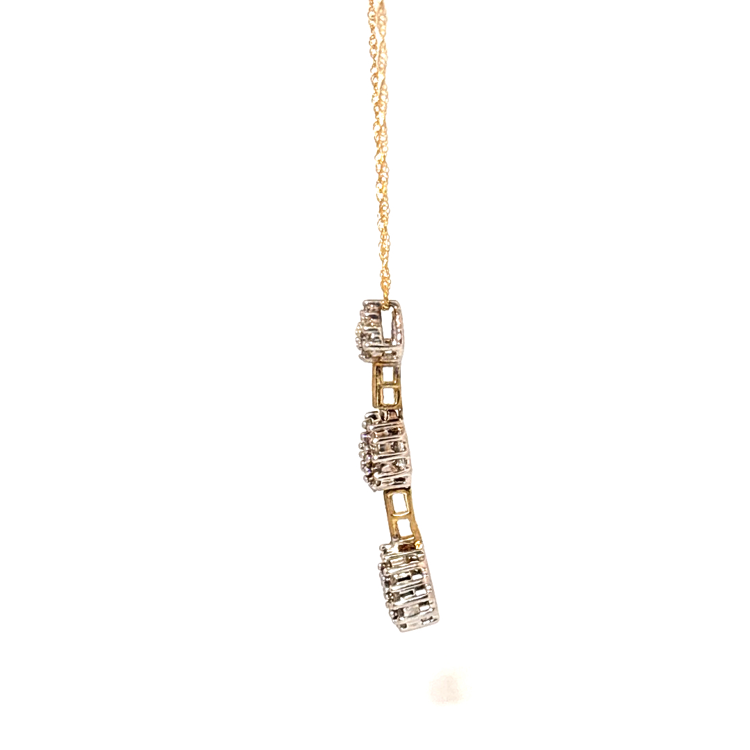 Natural Diamonds (1/3 CT), Pear Pendent Chain, 10K Yellow Gold