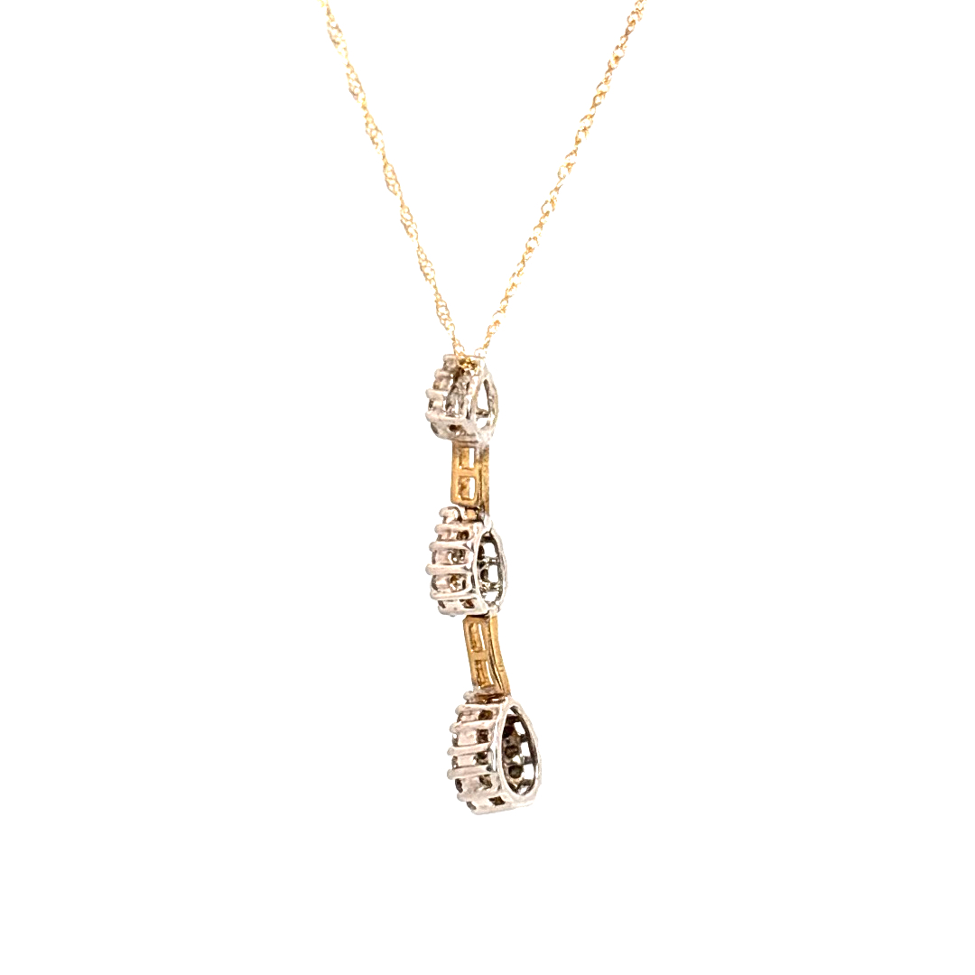Natural Diamonds (1/3 CT), Pear Pendent Chain, 10K Yellow Gold