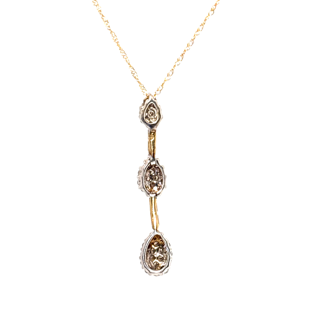 Natural Diamonds (1/3 CT), Pear Pendent Chain, 10K Yellow Gold