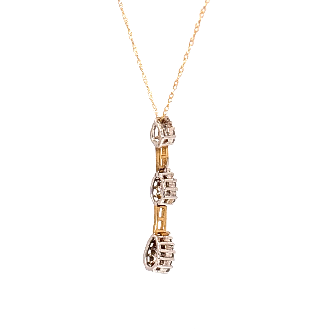 Natural Diamonds (1/3 CT), Pear Pendent Chain, 10K Yellow Gold