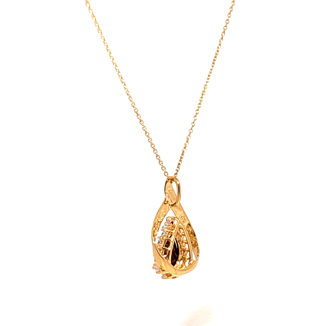 Black Opal Pendant Chain 14K Yellow Gold