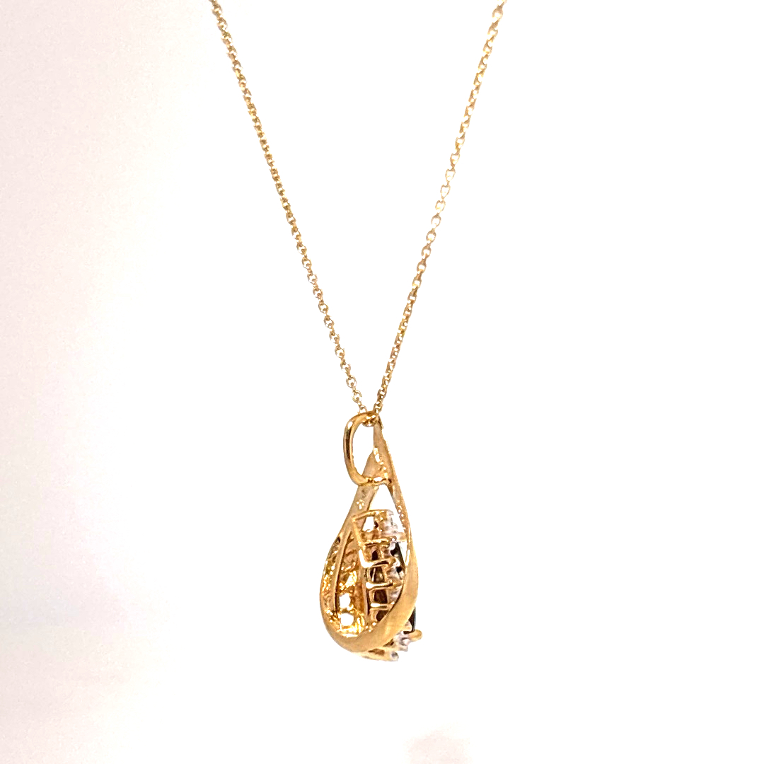 Black Opal Pendant Chain 14K Yellow Gold