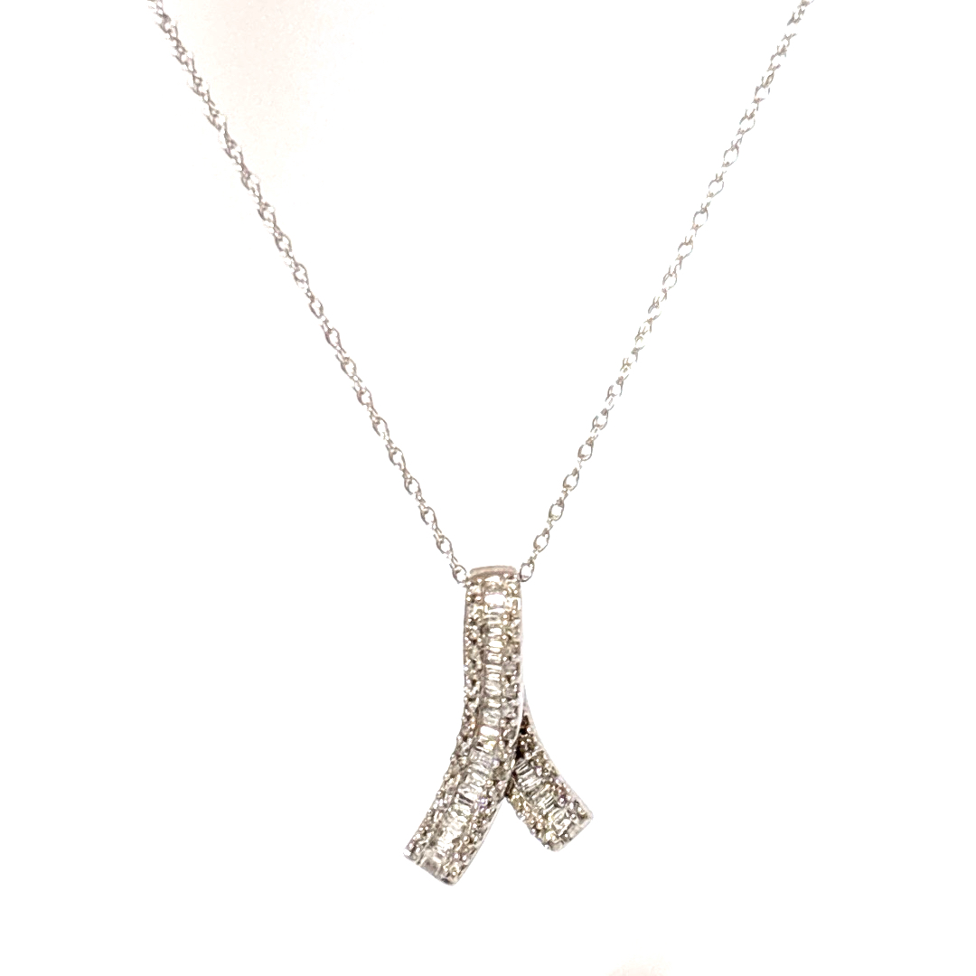 0.54ct Natural Diamonds, Pendant Chain, 10K White Gold