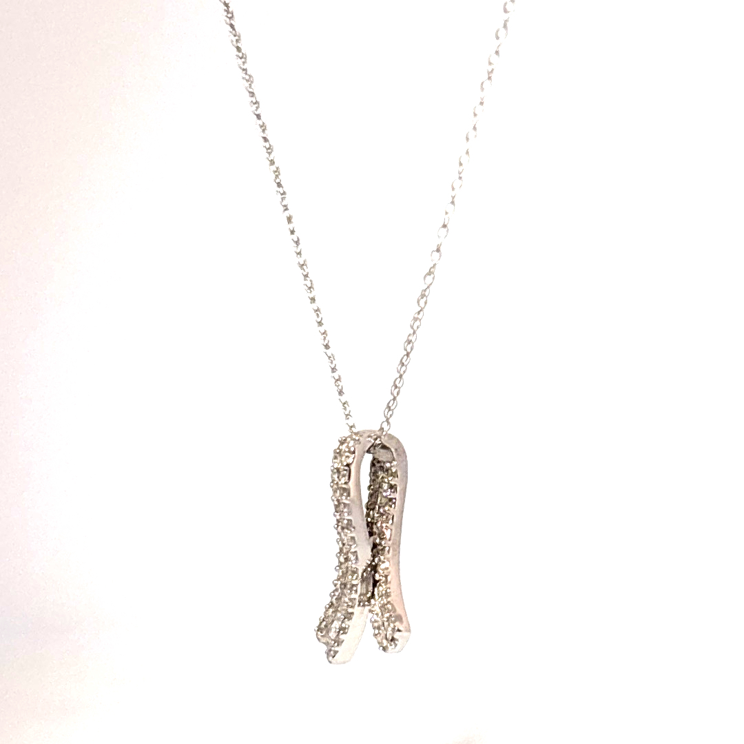 0.54ct Natural Diamonds, Pendant Chain, 10K White Gold