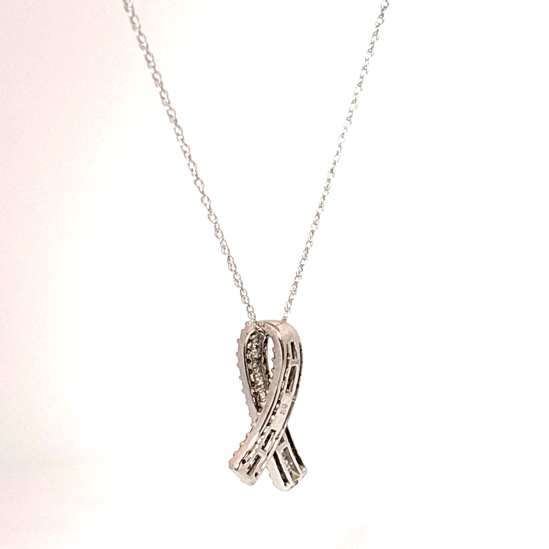 0.54ct Natural Diamonds, Pendant Chain, 10K White Gold