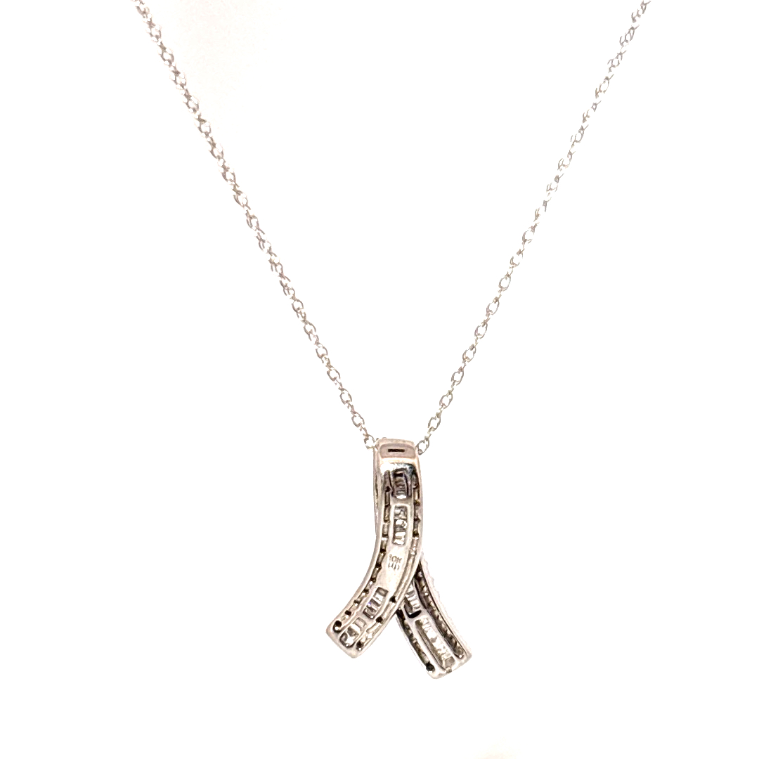 0.54ct Natural Diamonds, Pendant Chain, 10K White Gold