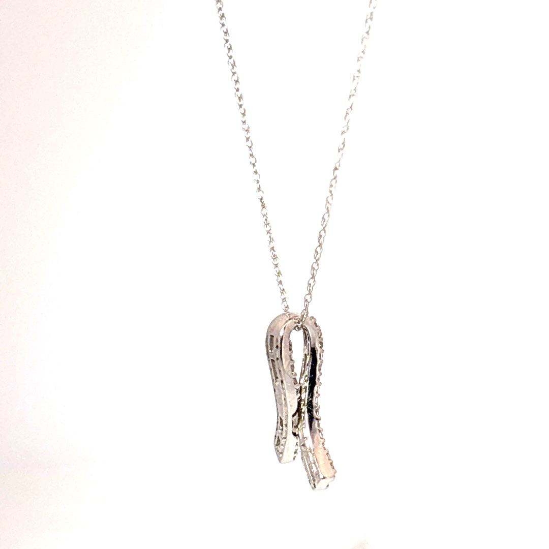 0.54ct Natural Diamonds, Pendant Chain, 10K White Gold