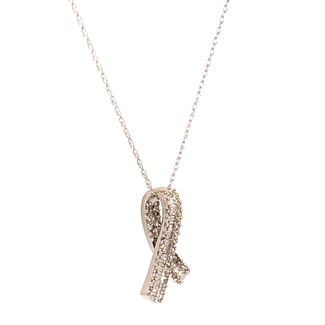 0.54ct Natural Diamonds, Pendant Chain, 10K White Gold