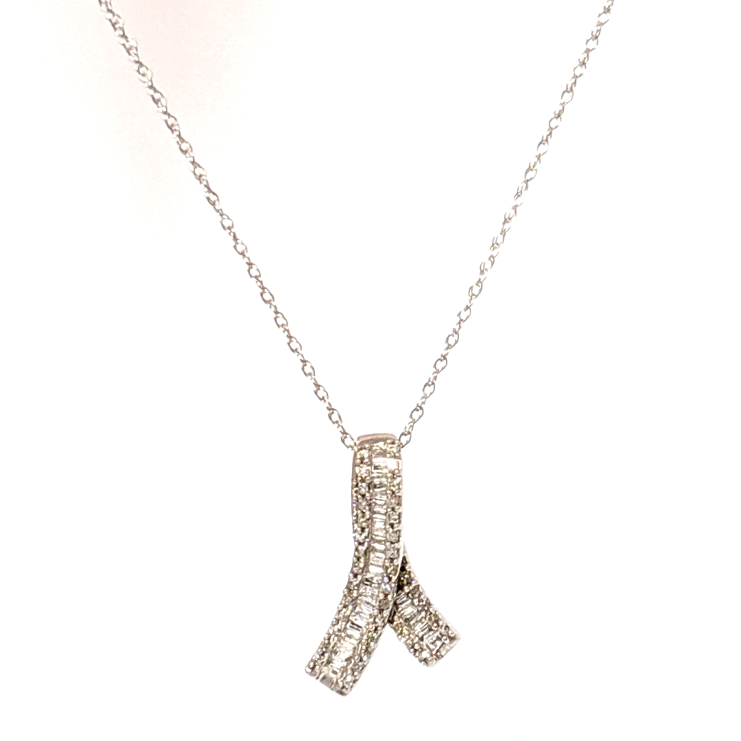 0.54ct Natural Diamonds, Pendant Chain, 10K White Gold
