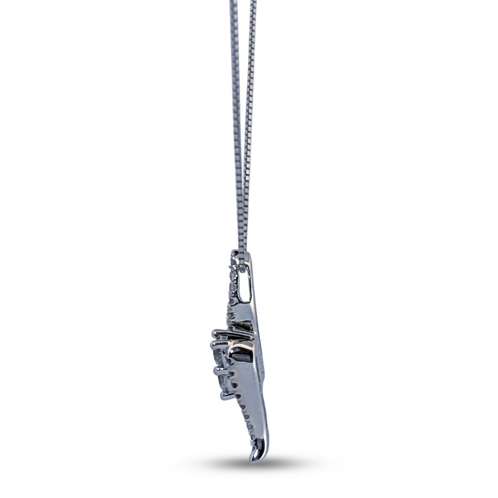 14K White Gold Necklace, set with 1 Brilliant Cut Diamond (0.40ct, G, SI1) and 20 Round Diamonds (0.01ct each, H, I1).