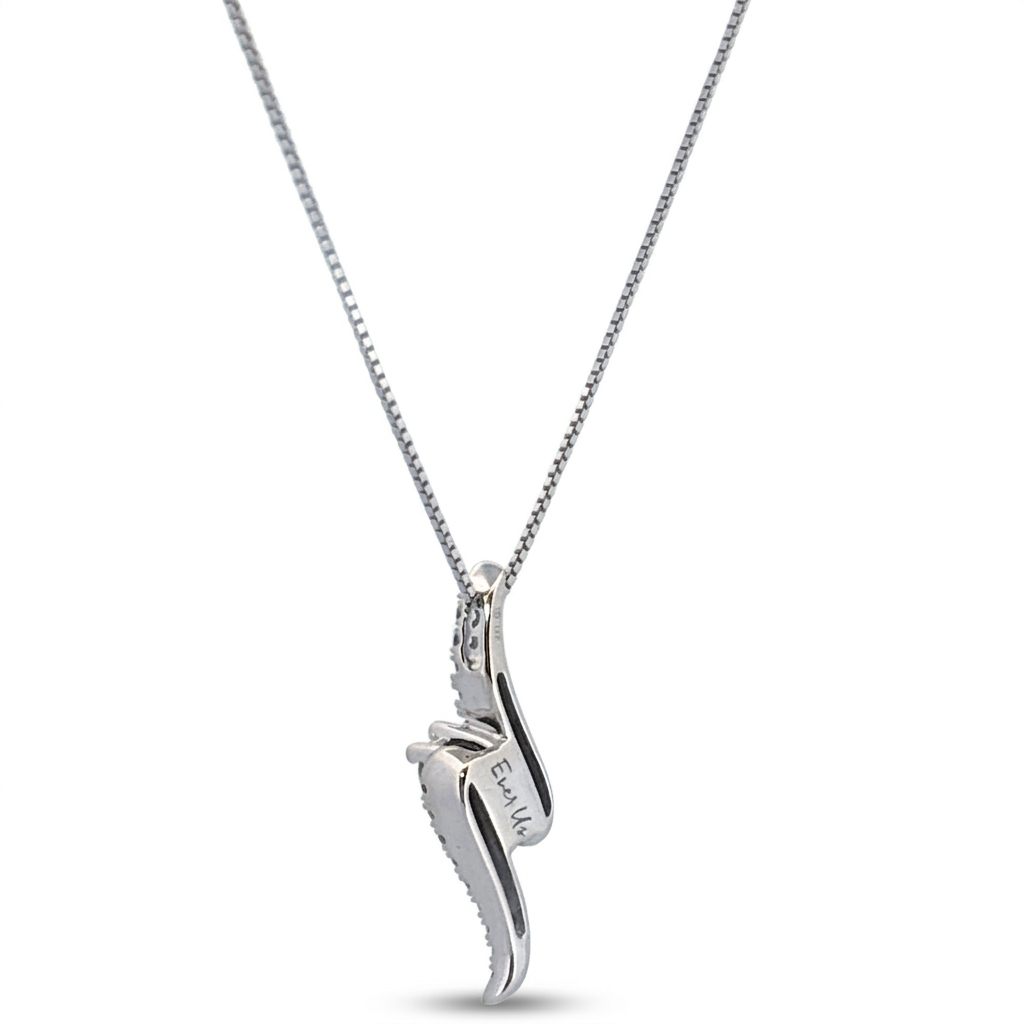 14K White Gold Necklace, set with 1 Brilliant Cut Diamond (0.40ct, G, SI1) and 20 Round Diamonds (0.01ct each, H, I1).