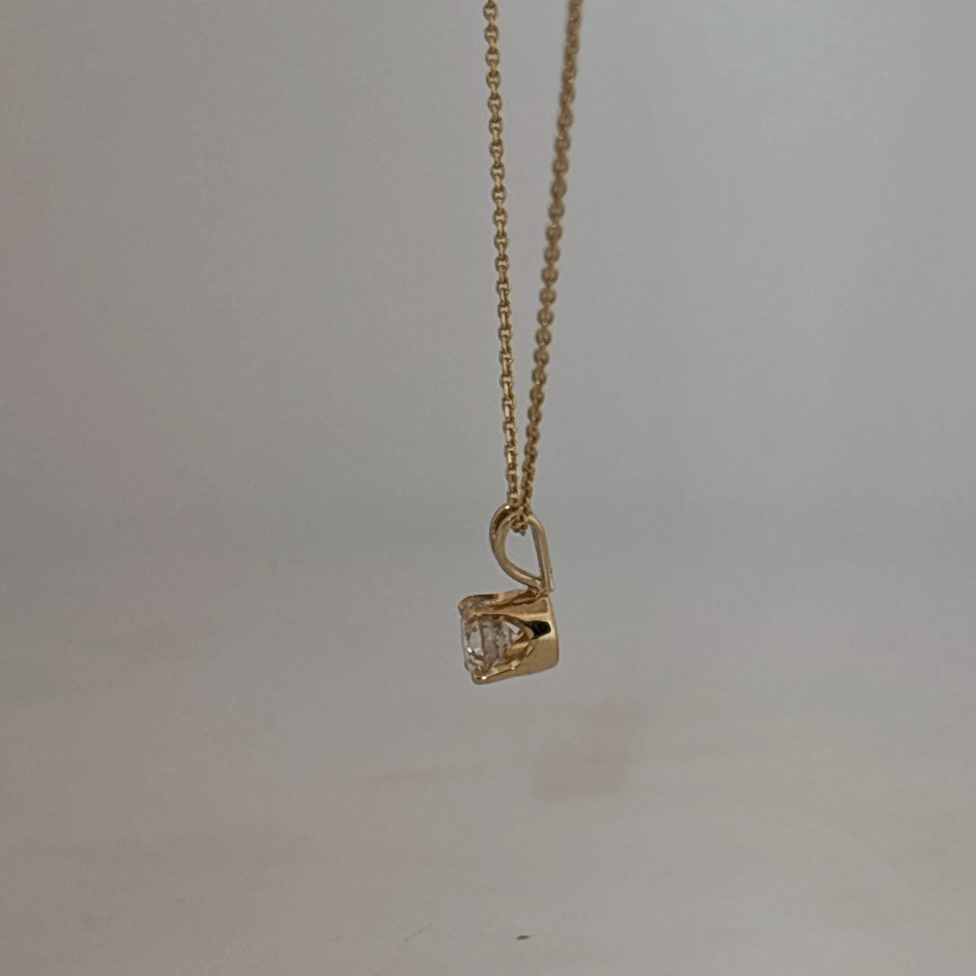 14K Yellow Gold Necklace, set with 1 Round Brilliant Cut Diamond (0.44ct, F, SI)