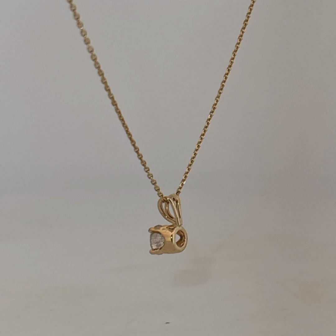 14K Yellow Gold Necklace, set with 1 Round Brilliant Cut Diamond (0.44ct, F, SI)