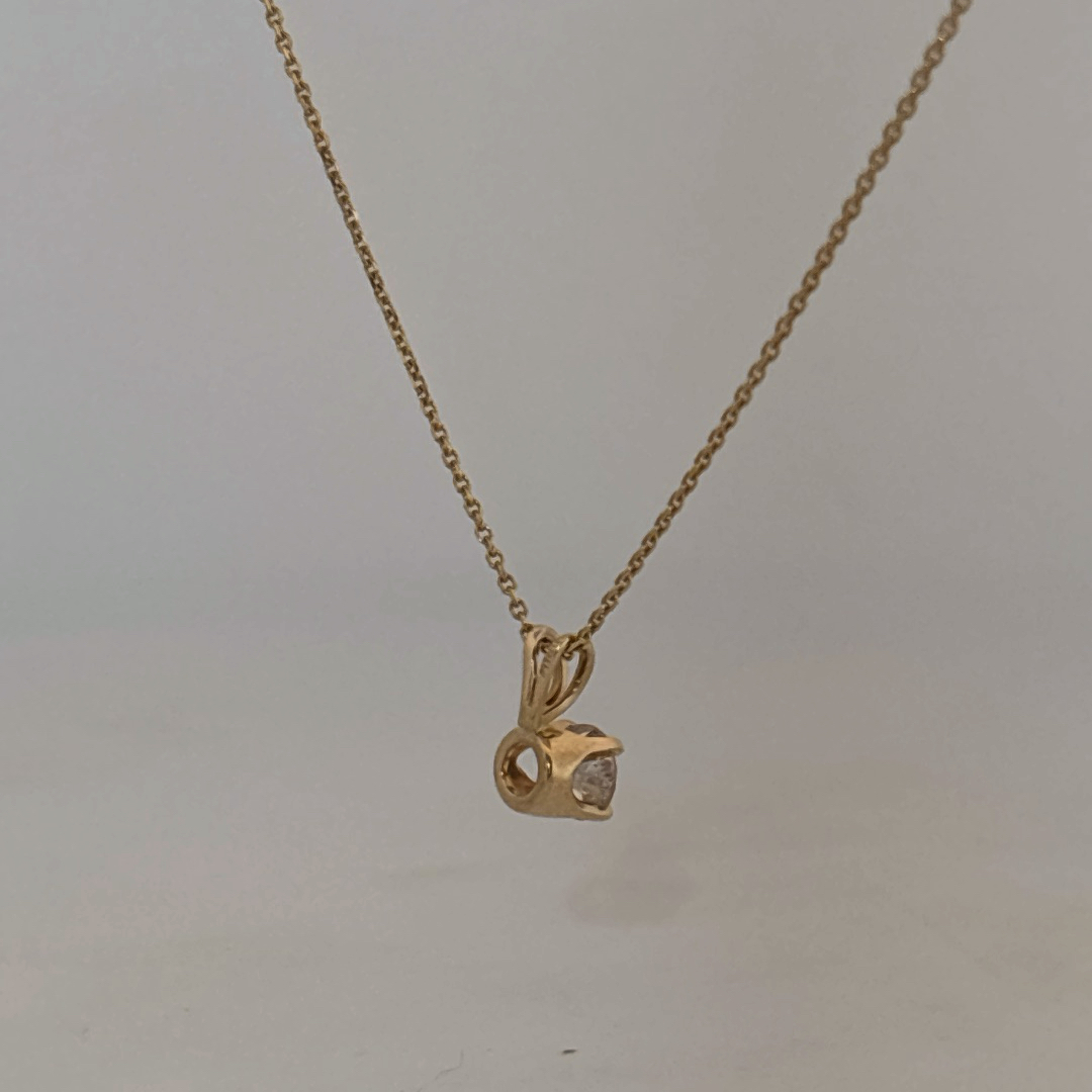 14K Yellow Gold Necklace, set with 1 Round Brilliant Cut Diamond (0.44ct, F, SI)