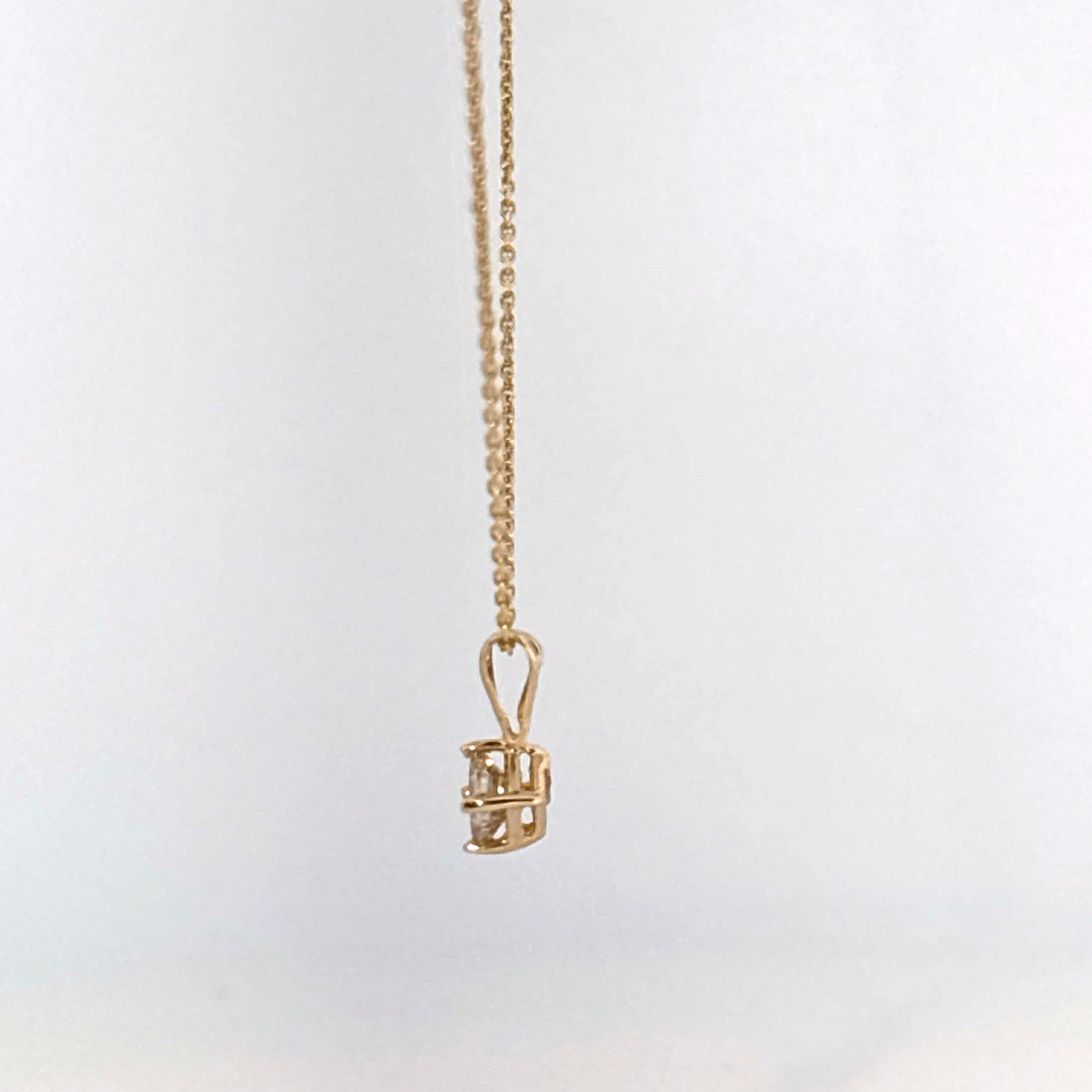 14K Yellow Gold Necklace with 1 Princess Cut Diamond (0.25ct, G, SI1) pendant.