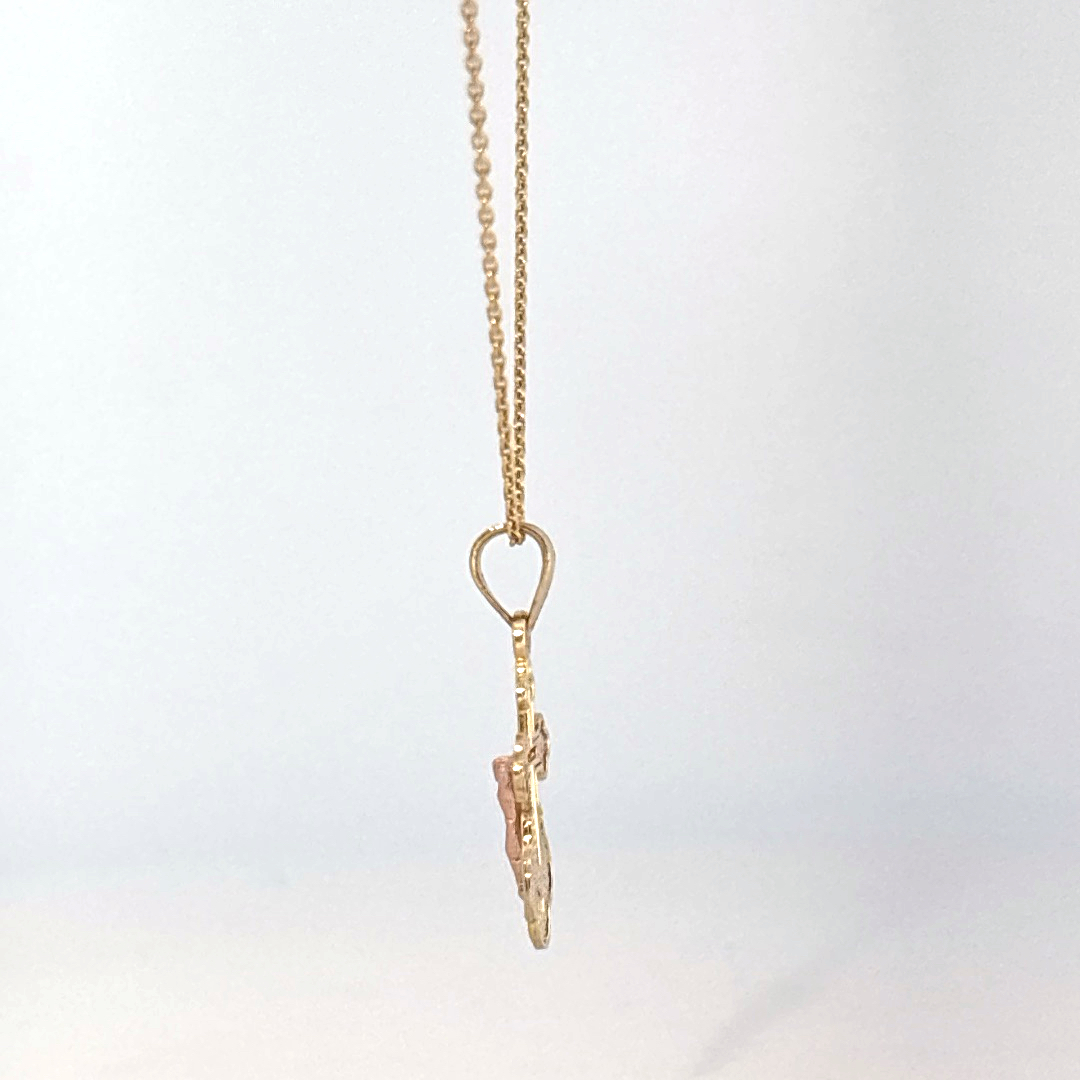 14K Dual Yellow and Rose Gold Necklace with Crucifix Pendant, Female.