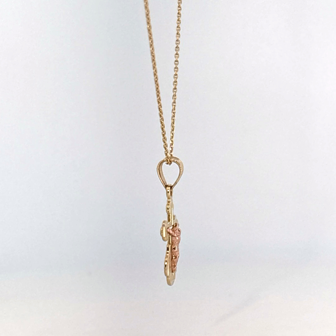 14K Dual Yellow and Rose Gold Necklace with Crucifix Pendant, Female.