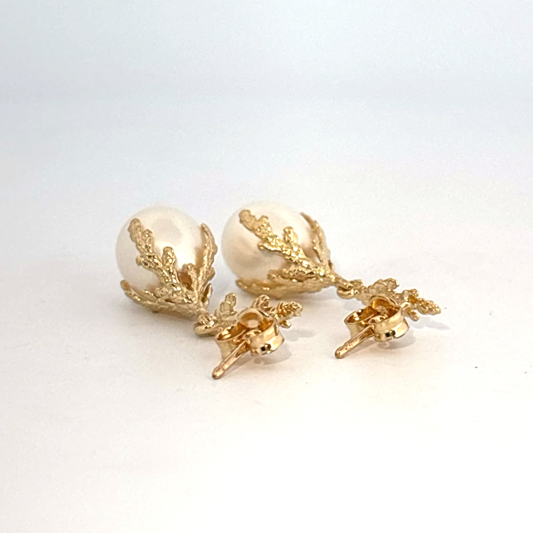 Dual White and Yellow Metal Earrings, Female Design.