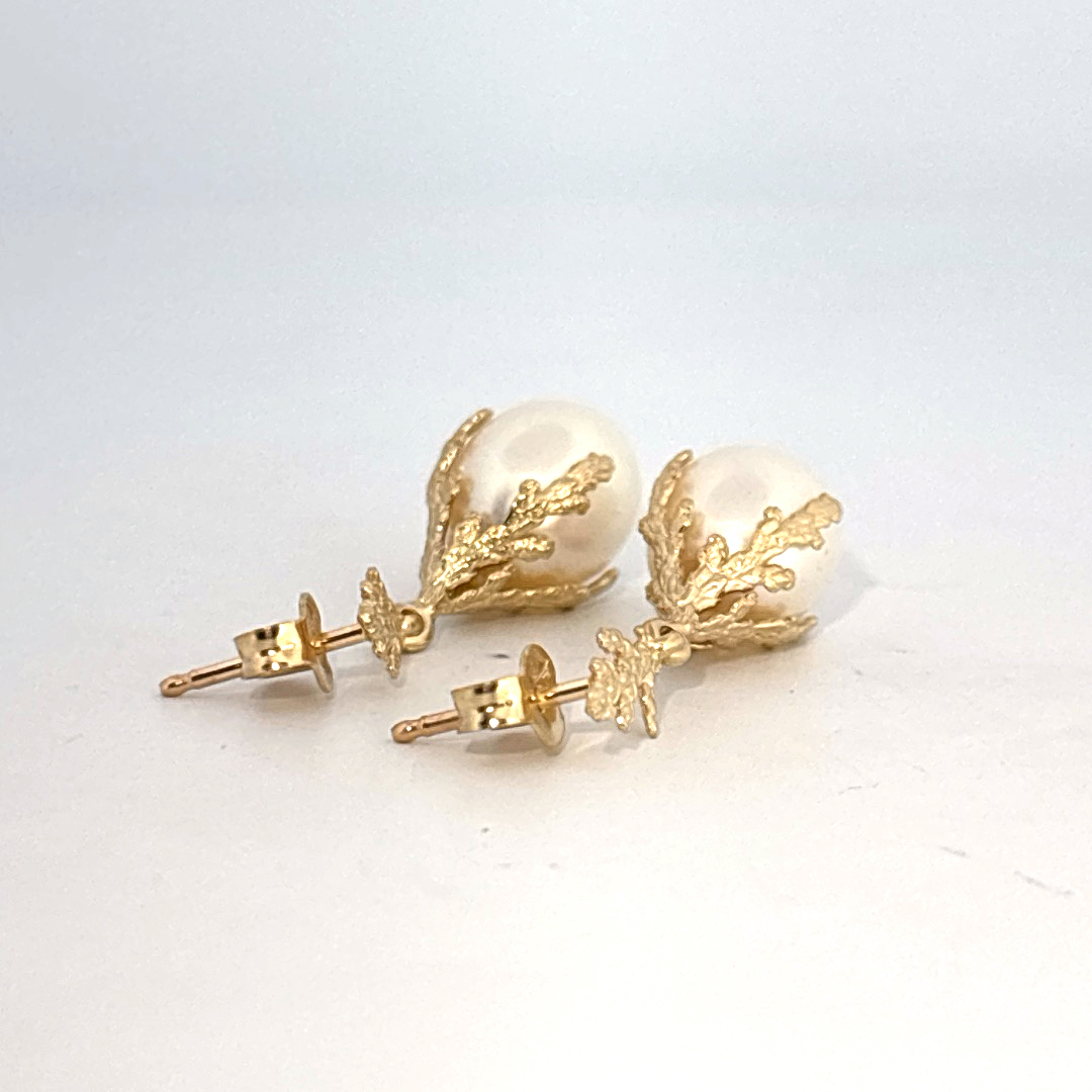 Dual White and Yellow Metal Earrings, Female Design.