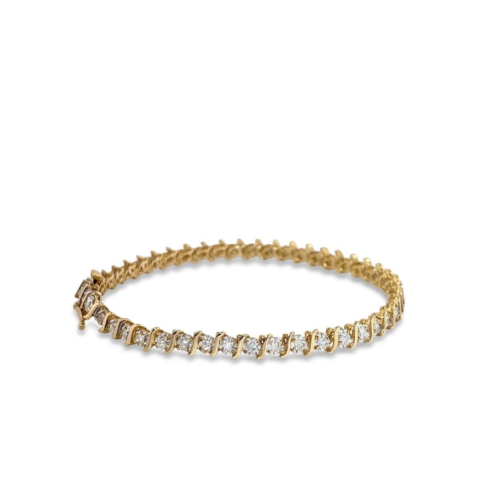 1.3 mm Round, 46 x Natural Diamonds Line 7" Tennis Bracelet