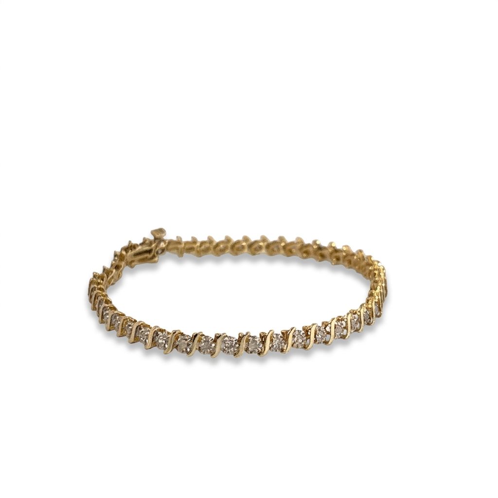 1.3 mm Round, 46 x Natural Diamonds Line 7" Tennis Bracelet