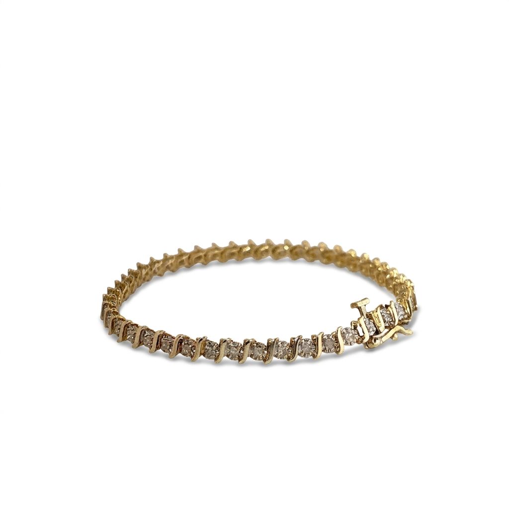 1.3 mm Round, 46 x Natural Diamonds Line 7" Tennis Bracelet