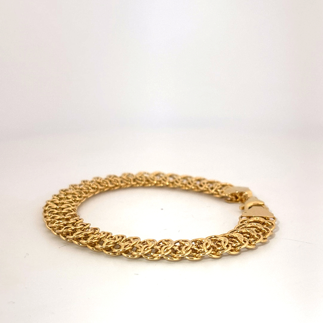 Designer  Mesh Bracelet, 10mm, 7.5 Inches, 14K Yellow Gold, 6.80G