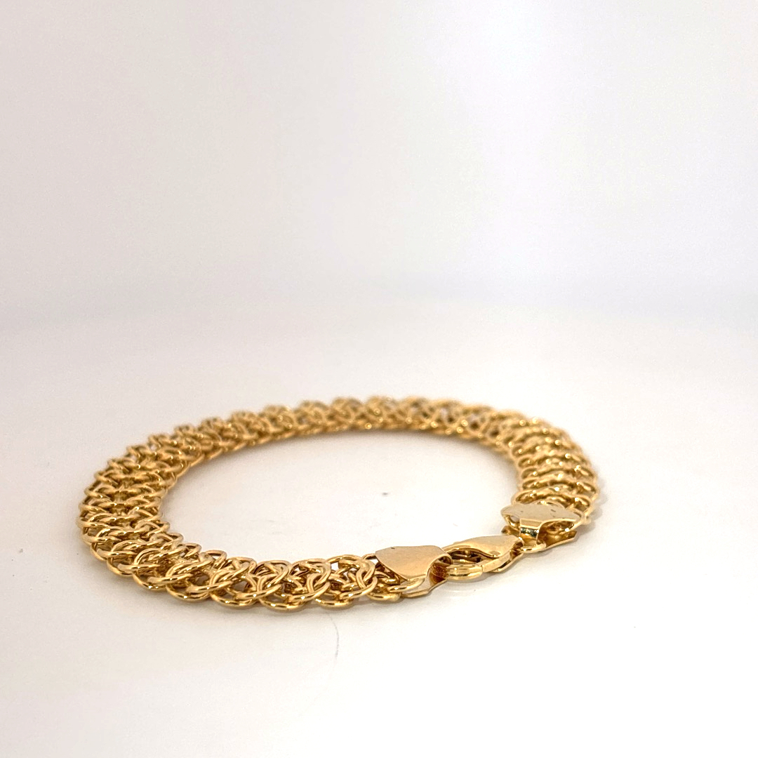 Designer  Mesh Bracelet, 10mm, 7.5 Inches, 14K Yellow Gold, 6.80G